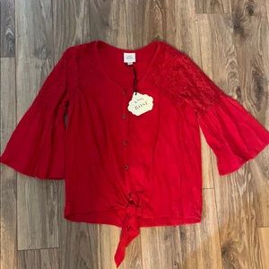 NWT Knox Rose tie front blouse
